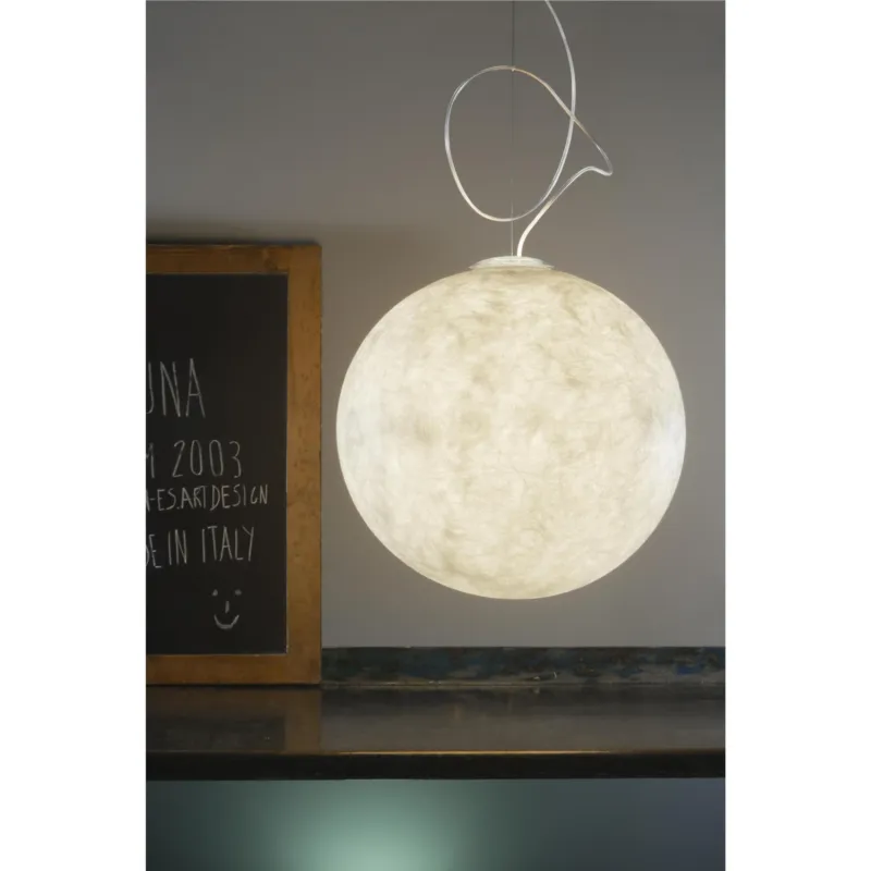 Occasione Imperdibile Lampada a Sospensione LUNA4 Diametro Ø 120 cm BIG peso 24 kg in nebulite mix di Resina e Fibre Nebulite Bianco In.Es ArtDesign