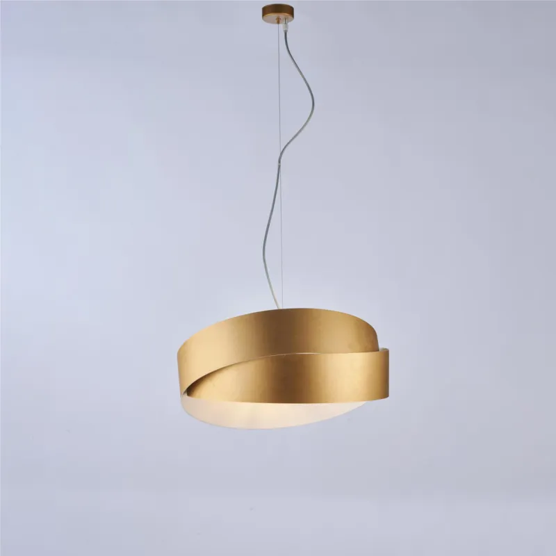Sospensione in ferro laccato bianco con cavo in acciaio regolabile 2 luci ASTRO Dimensioni 46xh 22 cm Cavo allungabile fino a 122 Cm colore bianco/Oro Be Light Solo Oggi