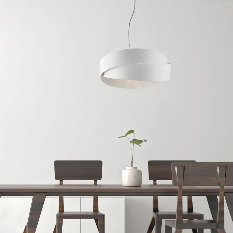 Sospensione in ferro laccato bianco con cavo in acciaio regolabile 2 luci ASTRO Dimensioni 46xh 22 cm Cavo allungabile fino a 122 Cm colore bianco Be Light Offerta Lampo