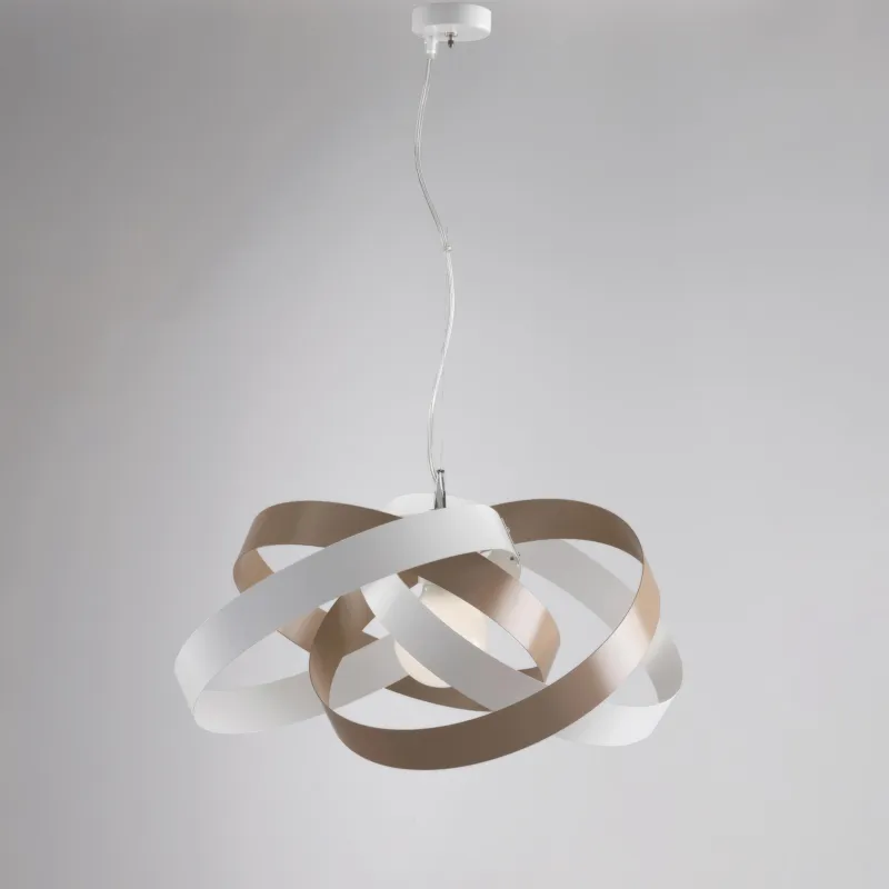 Sospensione Vertigo in ferro laccata bianco e grigio 1 luce, altezza 25 Cm, Cavo allungabile fino a 125 Cm, larghezza 54 Cm Be Light Occasione Imperdibile