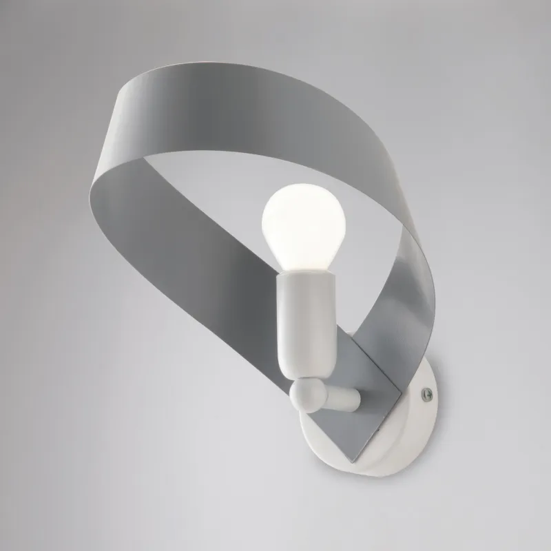 Consegna Rapida Applique Primula in ferro laccato bianco e grigio 1 luce, altezza 19 Cm, larghezza 26 Cm Be Light