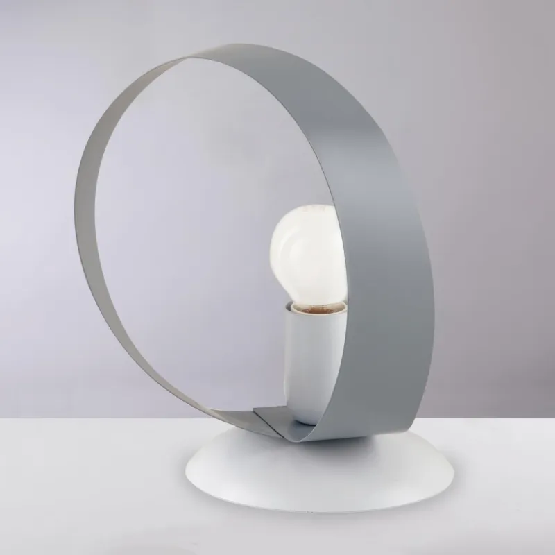 Quantità Limitata Lumetto Primula in ferro laccato bianco e grigio 1 luce, altezza 21 Cm, larghezza 19 Cm Be Light