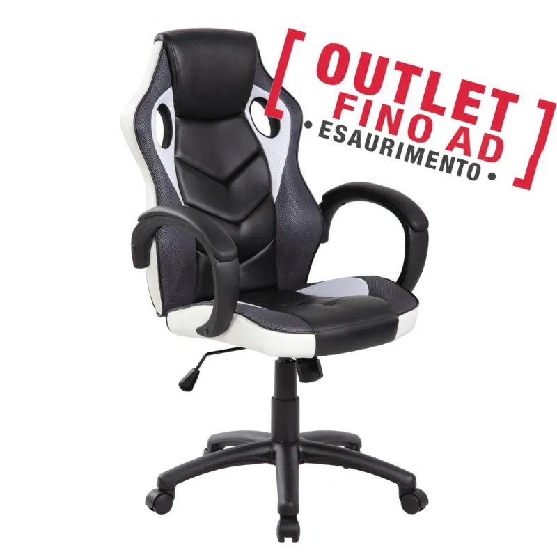 Direttamente Dal Produttore Poltrona Gaming modello Racer Pro gioco, computer ufficio in similpelle con altezza seduta regolabile 46-56 cm nera e bianca Archimede System