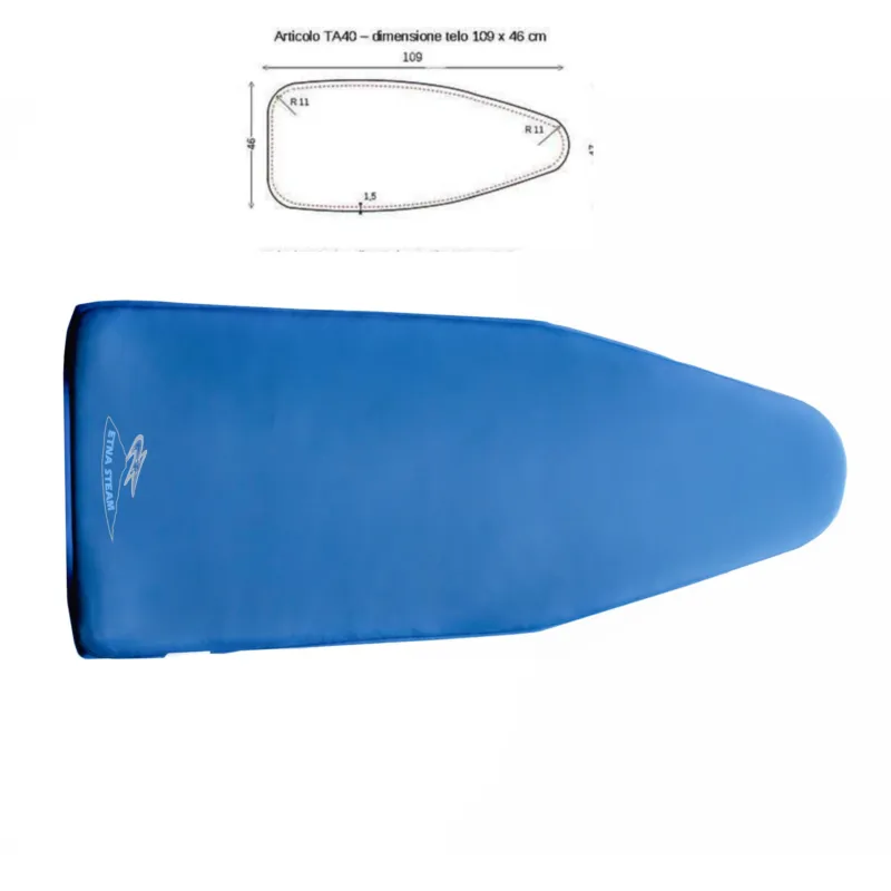 Copriasse per assi da stiro con punta rotonda 109x46 cm per assi da Stiro con piano 105x43, tessuto con imbottitura 600 gr blu Etna Steam Spedizione Espresso