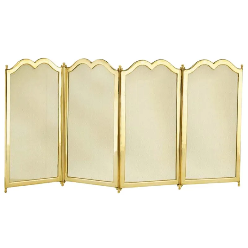 Direttamente Dal Produttore Parascintille per camino 4 ante in Ottone 100xh40 cm lavorazione artigianale in ottone pieno stile classico, rete ottone Sessa Ferro Battuto