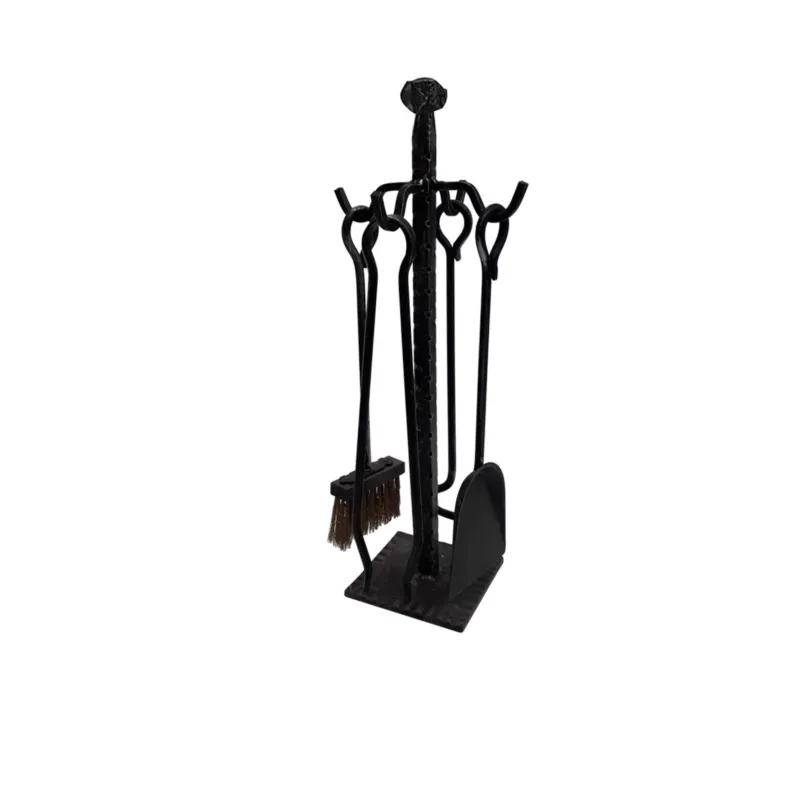 Gruppo per camino in Ferro battuto base quadrata 28xh58 cm - Peso 2,9 kg lavorazione artigianale in stile classico made In Italy 100x100 Sessa Ferro Battuto Saldi