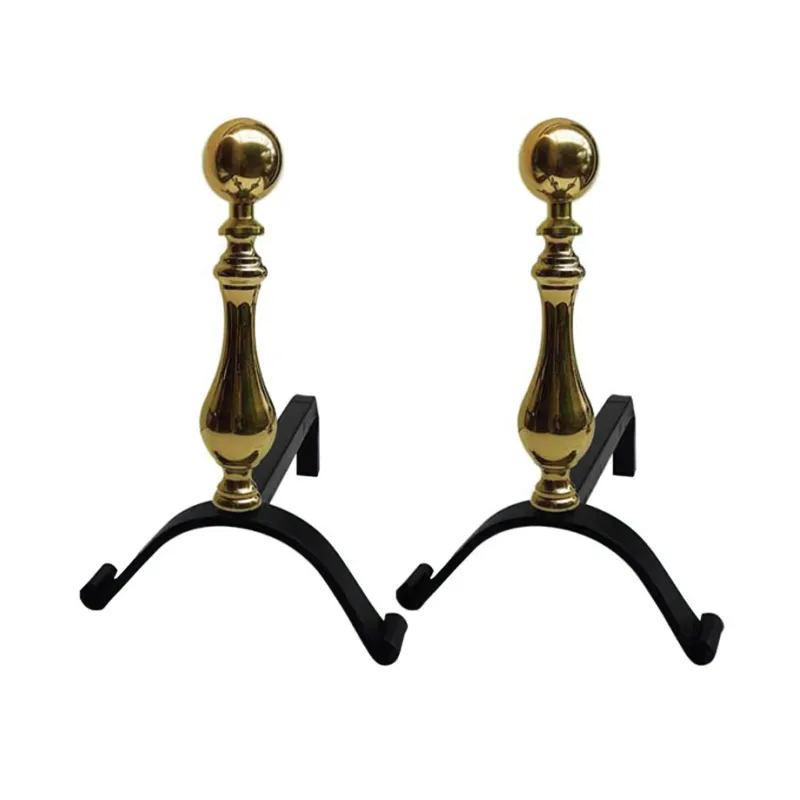 Vendita Finale Alari per camino, coppia in ferro battuto e Ottone 31xh34 cm lavorazione artigianale in ottone pieno stile classico Sessa Ferro Battuto