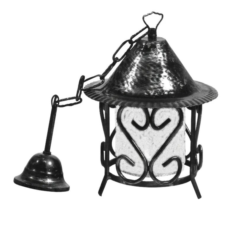Prezzo Basso Lampada cilindrica In ferro Battuto con catena 21xh26 cm interno esterno, con vetri e impianto colore nero Sessa Ferro Battuto