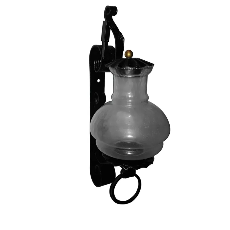 Occasione Applique Migani In ferro Battuto h47 cm interno esterno, con vetri e impianto colore nero Sessa Ferro Battuto