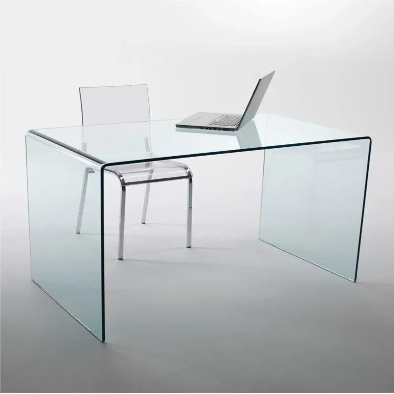 Affare Tavolo Scrivania in vetro curvato 140x70xh71 cm spessore 12 mm trasparente made in Italy Vetro Curvato