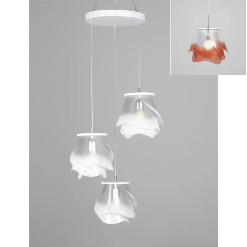 lampada a sospensione a tre lampade ROSA PENDEL 3 - 18xh23cm con borchia applicabile a soffitto colore arancio Emporium Compra Oggi Stesso
