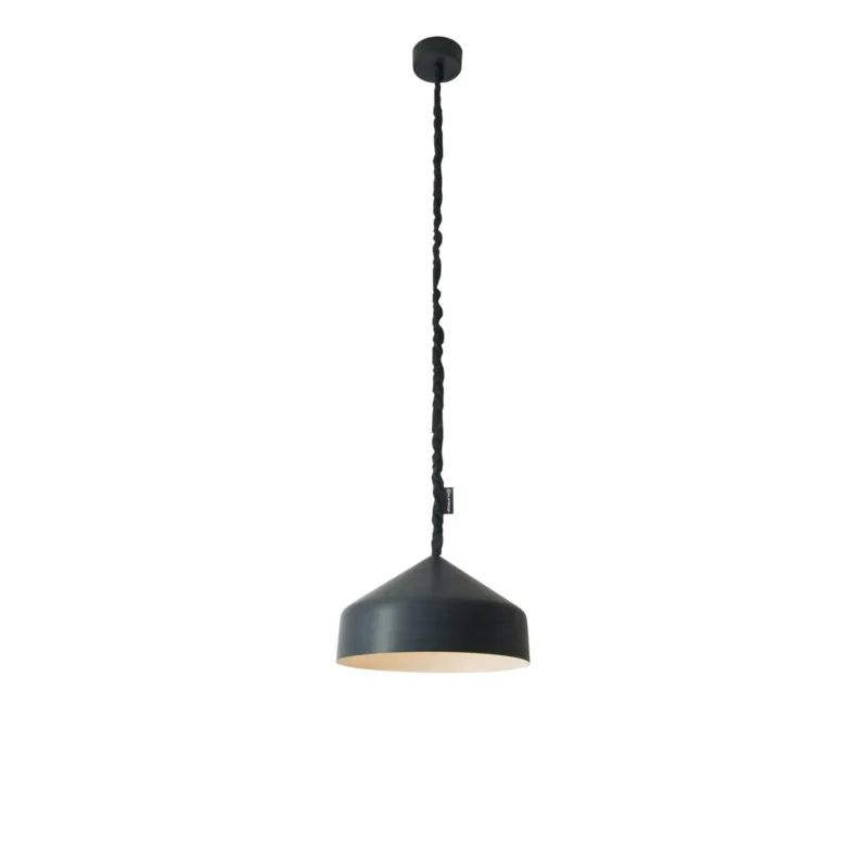 Di Tendenza Lampada da Soffitto Cyrcus lavagna colore nero Altezza 22,5 cm Diametro 40 cm, realizzata in laprene, nylon, nebulite, resina effetto lavagna In.Es ArtDesign paralume interno blu