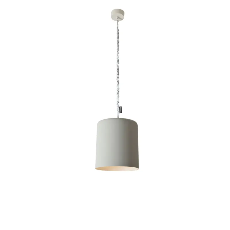 Affare Lampada da Soffitto Bin cemento colore grigio Altezza 37 cm Diametro 33,5 cm, realizzata in laprene, nylon, nebulite,vernice effeto cemento In.Es ArtDesign paralume interno blu