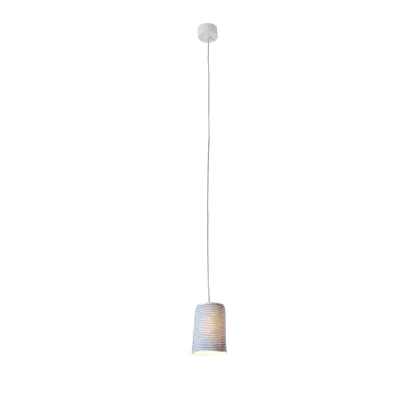 Lampada da Soffitto Paint stripe colore blu Altezza 17,5 cm Diametro 12 cm, realizzata in laprene, nebulite, lana 100% In.Es ArtDesign Occasione