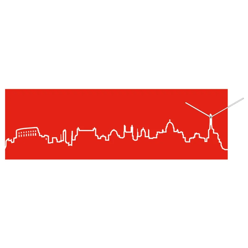 Orologio da parete Skyline in legno verniciato 75xh25 cm Roma Rosso Progetti Compra Oggi Stesso