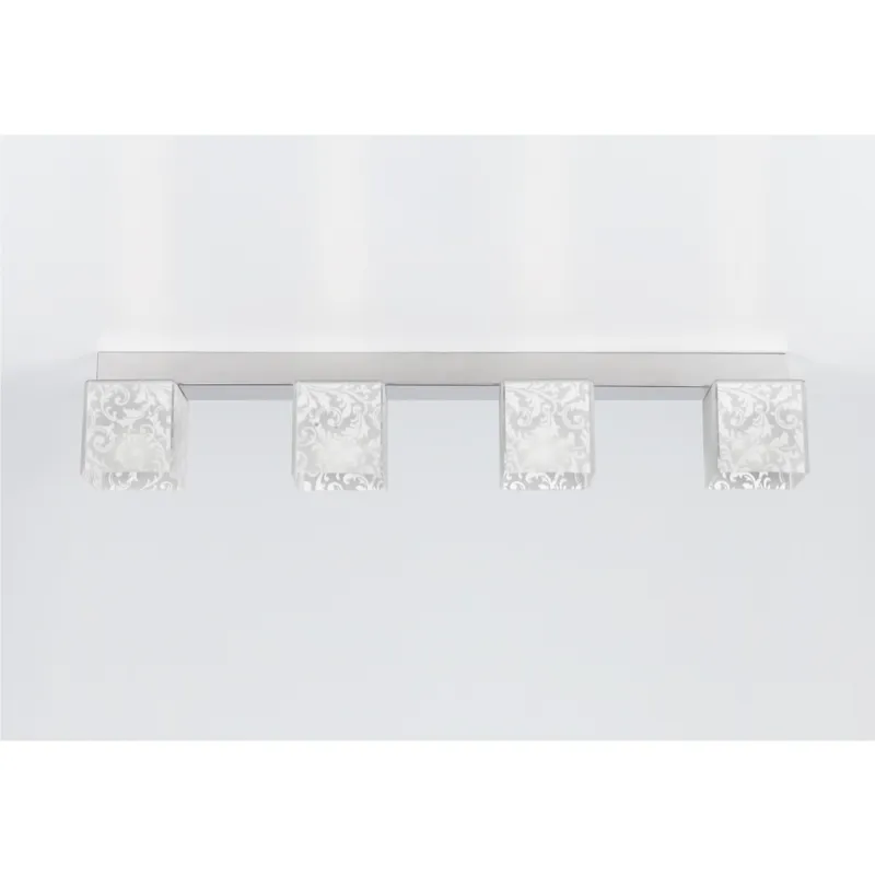 Consegna Rapida Plafoniera Barra dasoffitto DECODADO 86x11xh16 cm paralume in metacrilato 4 luci supporto in acciaio inox Satinato Emporium