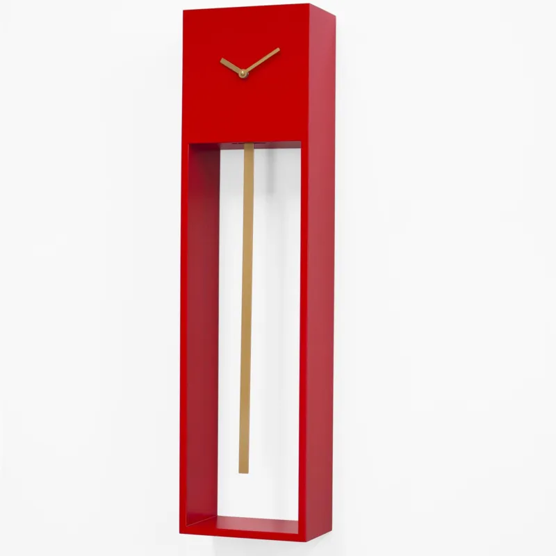 Orologio in legno 20x12xh78 cm Uaigong rosso con asta oro Progetti Più Venduto