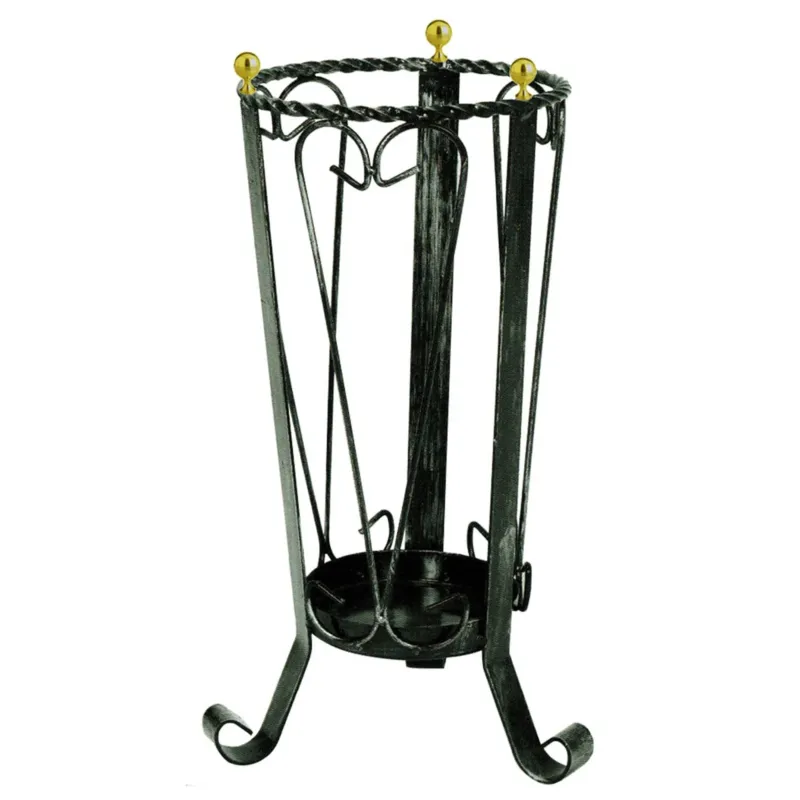 Promo Stagionale Portaombrelli in Ferro Battuto 22x22xh53 cm colore nero con pomelli in ottone Sessa Ferro Battuto