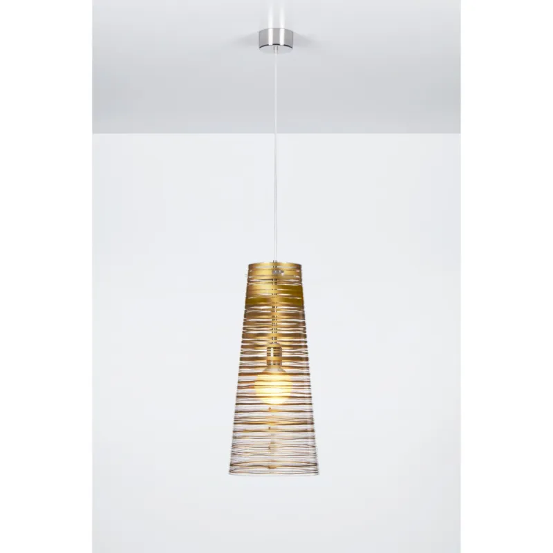 Sospensione con paralume conico PIXI Ø25xh60 cm in policarbonato trasparente Oro Emporium Promo Stagionale
