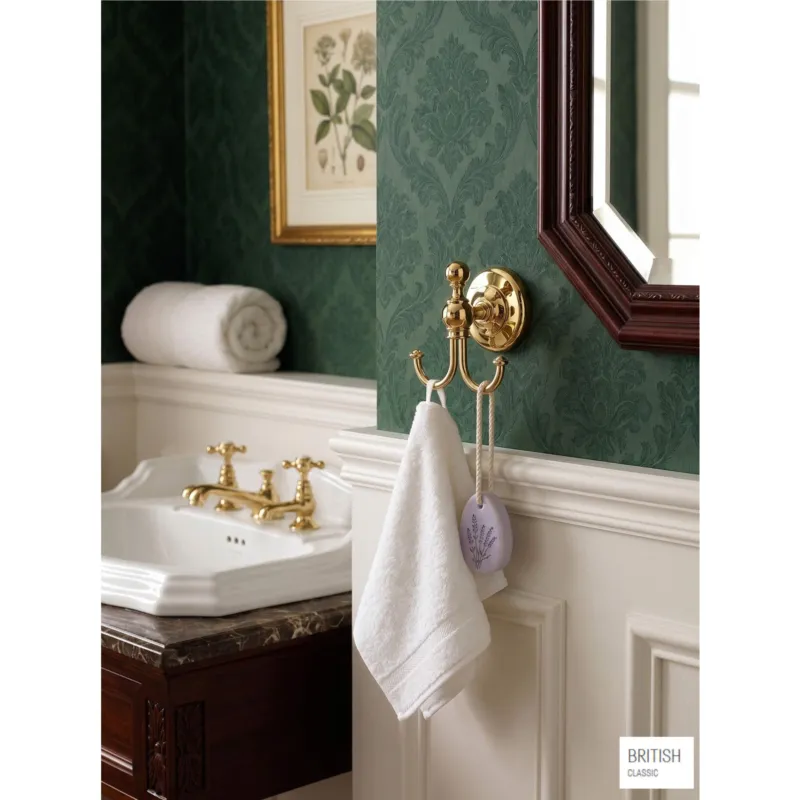 Super Prezzo Appendiabito Doppio BRITISH 6.0x8.0xh8.00 cm Stile Inglese Classico primo Novecento in ORO lucido IBB 1974
