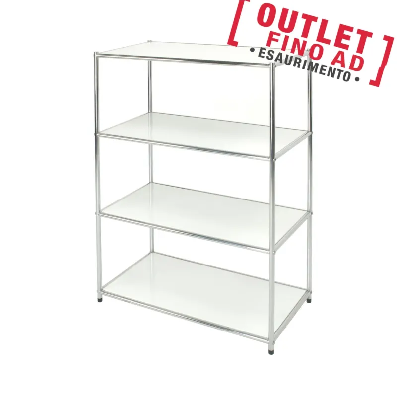 Libreria Scaffale cromato con 4 ripiani bianchi Dimensioni 40x80xh120 cm Cromo con piedini regolabili Archimede System Subito Disponibile