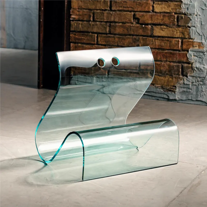 Offerta Del Giorno Portariviste in vetro curvato ONDA 40x35xh42 cm spessore 8 mm colore trasparente Vetro Curvato