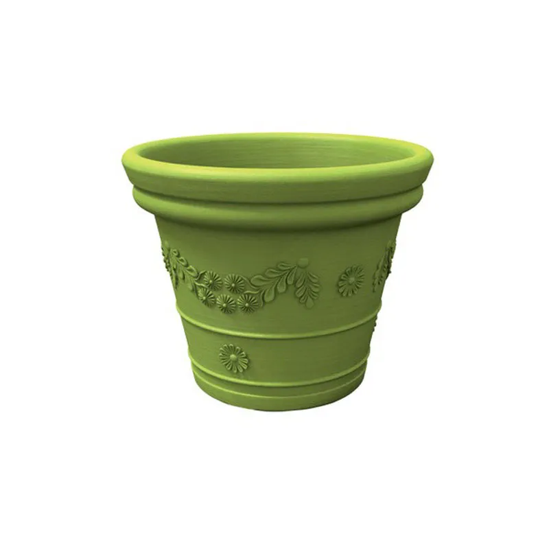 Compra Online Vaso festonato in Polietilene con decoro a rilievo TONDO dimensioni 40x22xh35 cm adatto interno esterno colore Kiwi Kloris