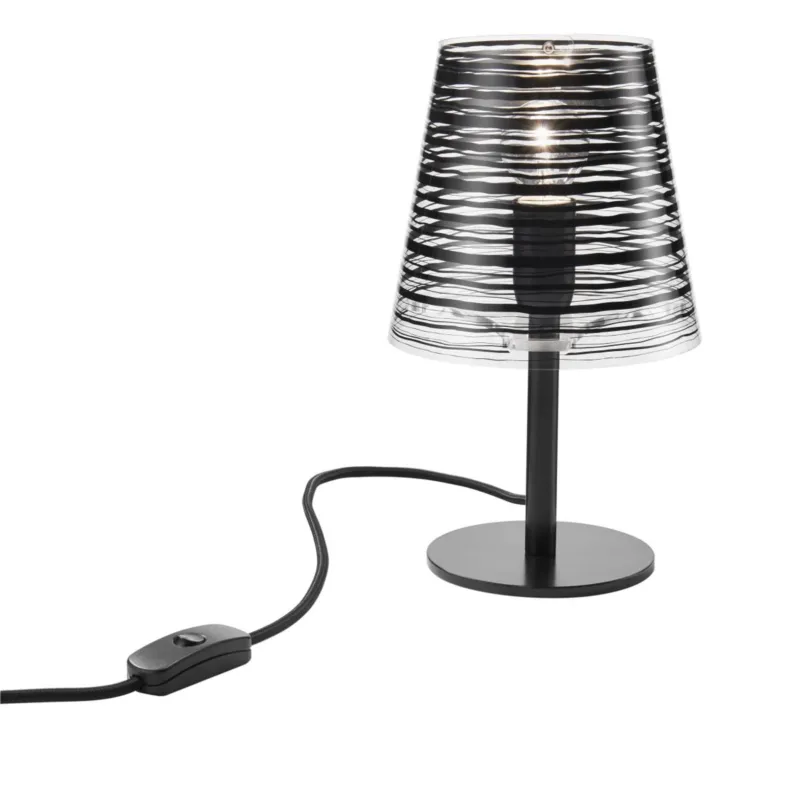 Lampada da tavolo Abatjour con Paralume in policarbonato PIXI diametro 16x16x h28 cm con paralume in policarbonato stampato Nero Emporium Offerta Lampo