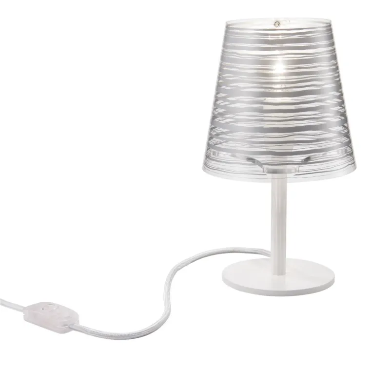 Lampada da tavolo Abatjour con Paralume in policarbonato PIXI diametro 16x16x h28 cm con paralume in policarbonato stampato Argento Emporium Compra Oggi Stesso