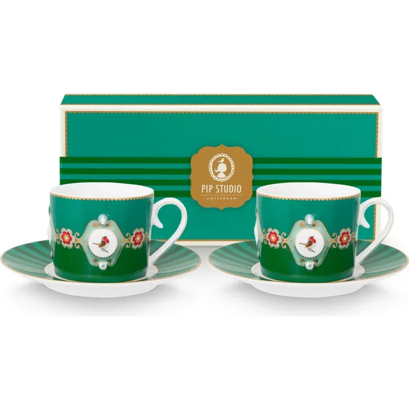 Must-Have Love Birds - Tazze con Piattino,Verde