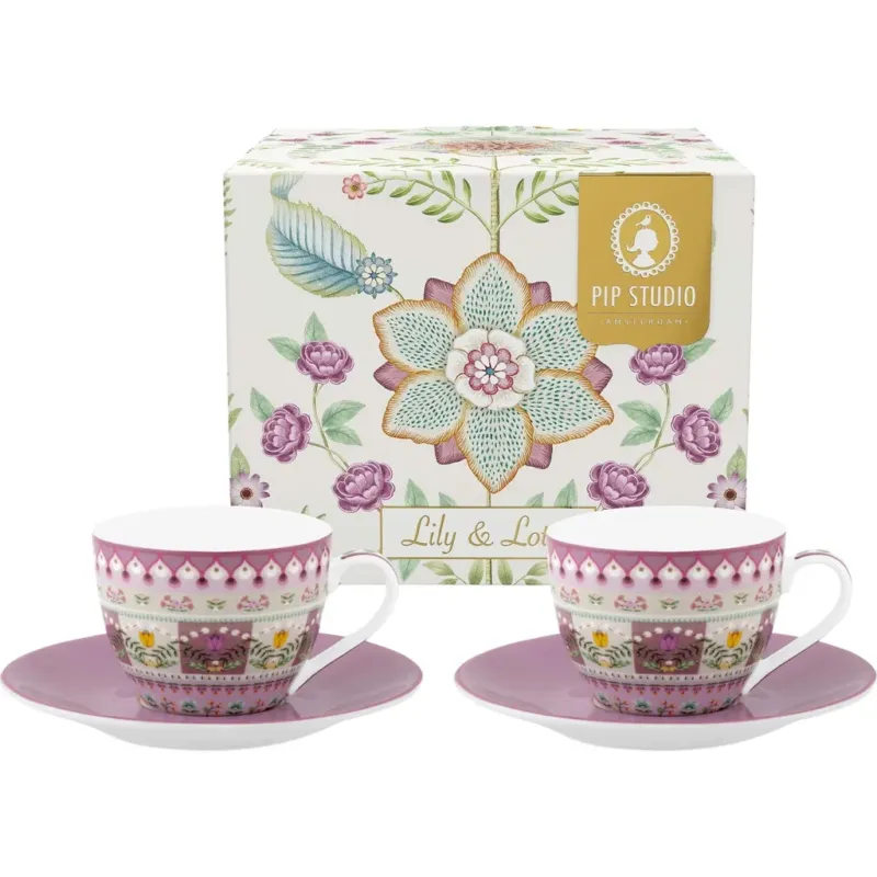 Lily & Lotus - Tazzine con Piattino - Set di 2 Pezzi,Violetto Economico