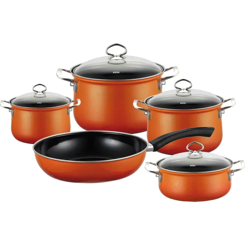 Nouvelle Set di Pentole Smaltate - 5 Pezzi,Corallo Consegna Rapida