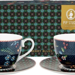 Solo Oggi Berry Blues - Tazze con Piattino - Set di 2 Pezzi
