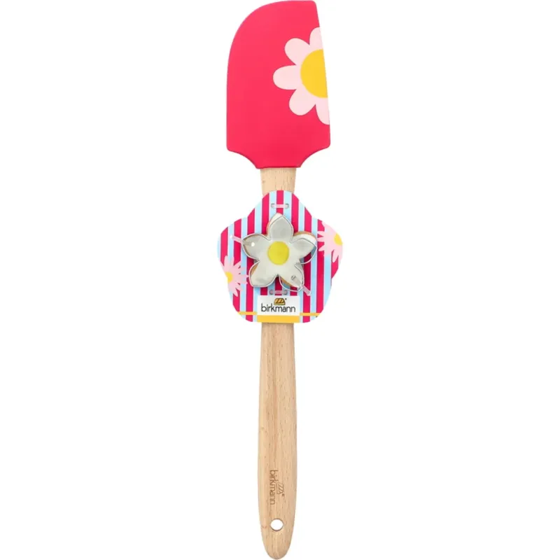 Spatola con Manico in Legno e Formina per Biscotti,Fiore Solo Oggi