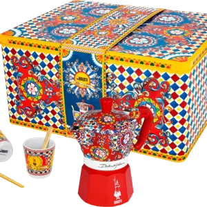 Dolce&Gabbana - Carretto Siciliano - Set Moka Express 2 Tazzine + 2 Bicchierini e 2 Palettine Dorate Prezzo Scontato