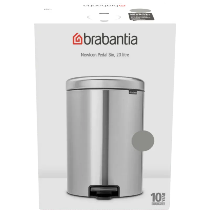 Promozione NewIcon - Pattumiera a Pedale 20 L con Inserto in Plastica,Soft Grey