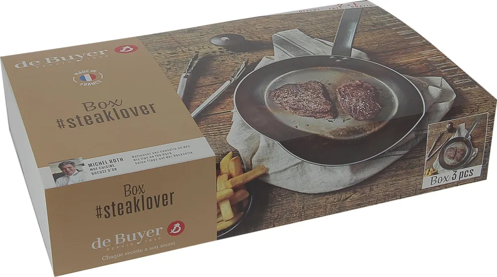 Prezzo Conveniente Box Steaklover - Mineral B Padella Steak Ø 26 mm + Pinze + Macinapepe