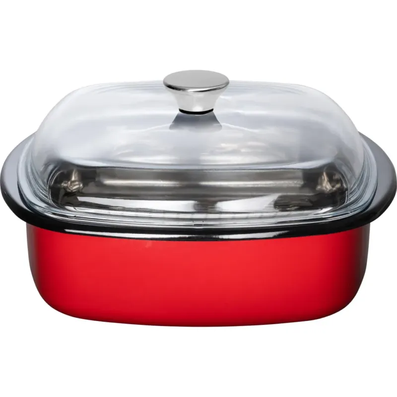 Pentola per Cottura a Vapore con Coperchio in Vetro - Set da 3 Pezzi 28 /28,Rosso Super Prezzo