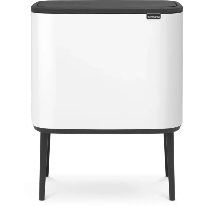 Bo Touch Bin - Pattumiera 3 x 11 L con 3 Inserti in Plastica,White Promo Stagionale