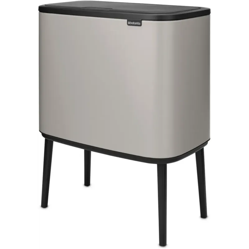 Subito Disponibile Bo Touch Bin - Pattumiera 3 x 11 L con 3 Inserti in Plastica,Soft Grey
