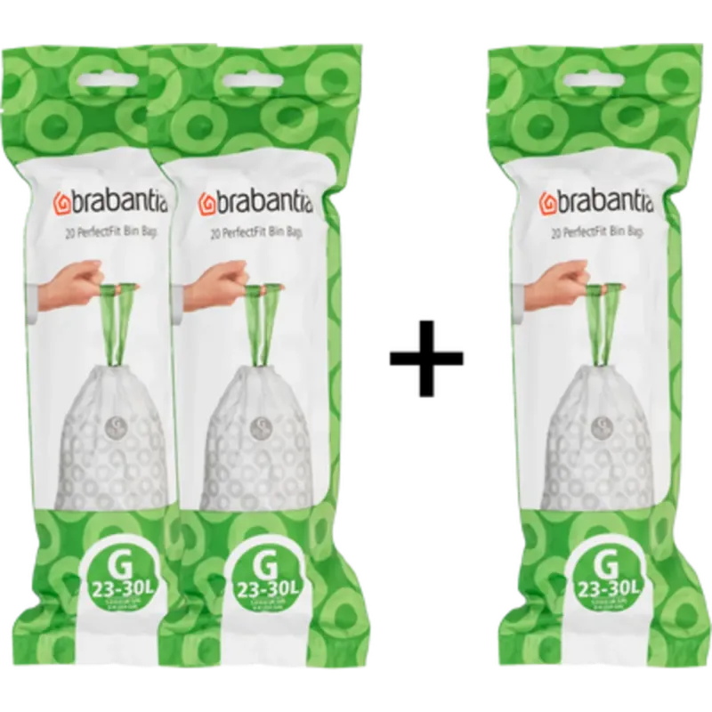 Ultimissimo Modello PerfectFit - Sacchetti in Rotolo,Offerta 2+1 / 23-30 L (G) - 20 pz.