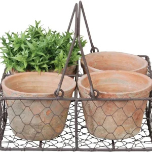 Set di 4 Vasi in Cestino - Aged Terracotta Vendita Finale