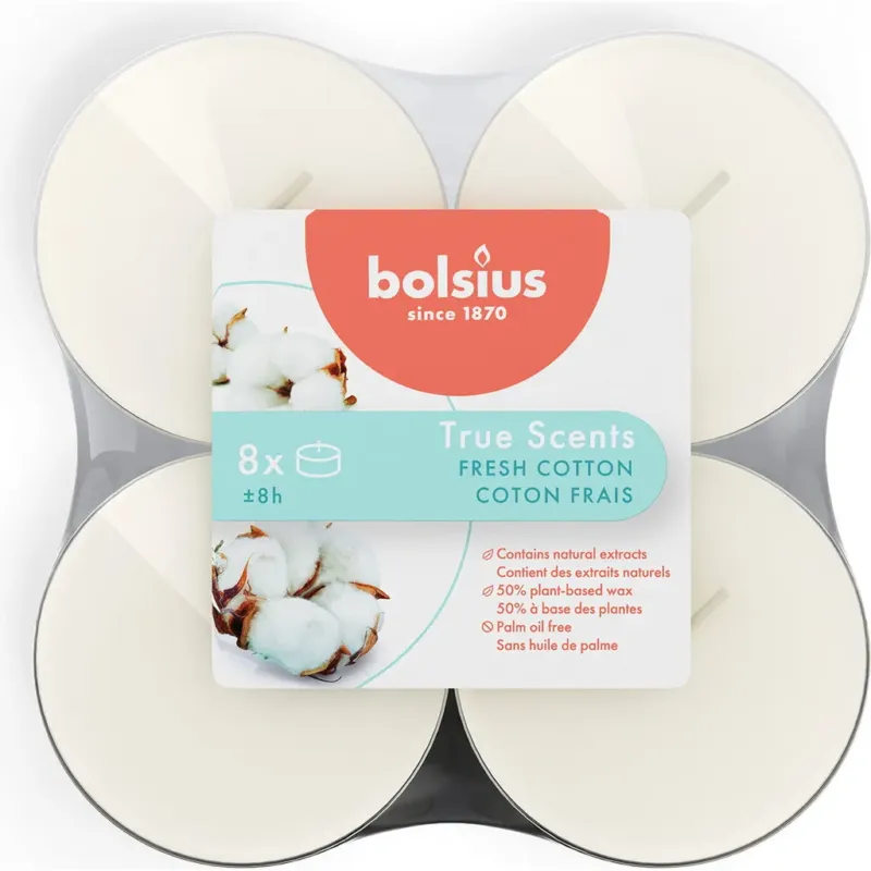 True Scents - Maxi Lumini Profumati 8h (8 Pezzi),Fresh Cotton Novità