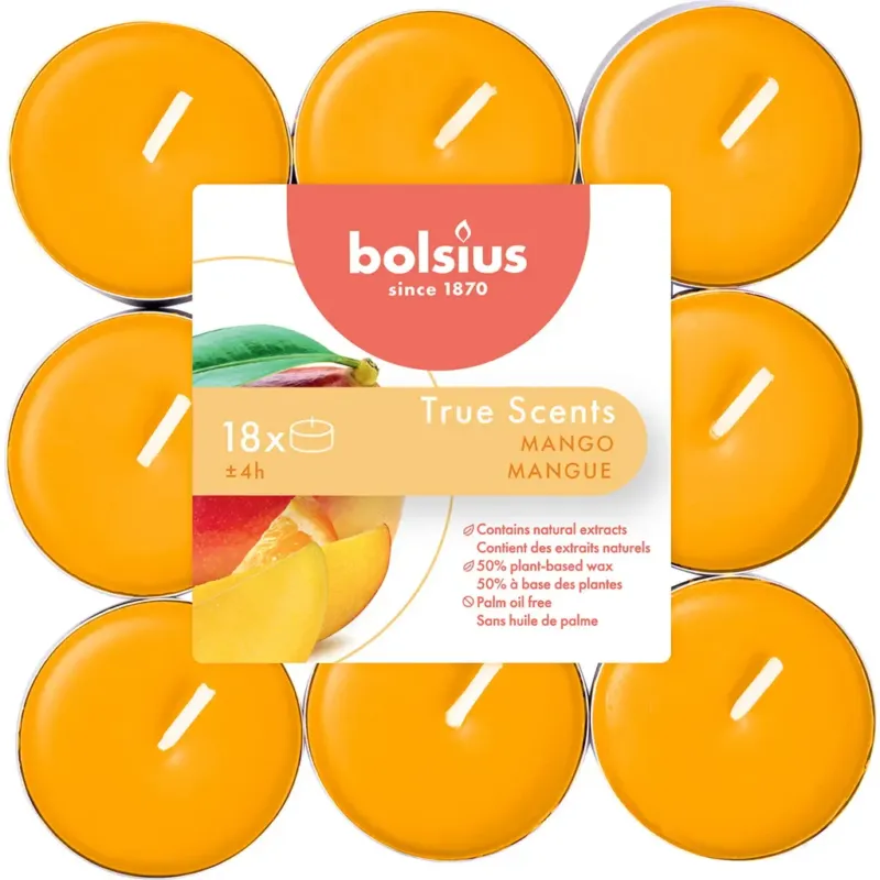 True Scents - Lumini Profumati 4h (18 Pezzi),Mango Offerta Lampo