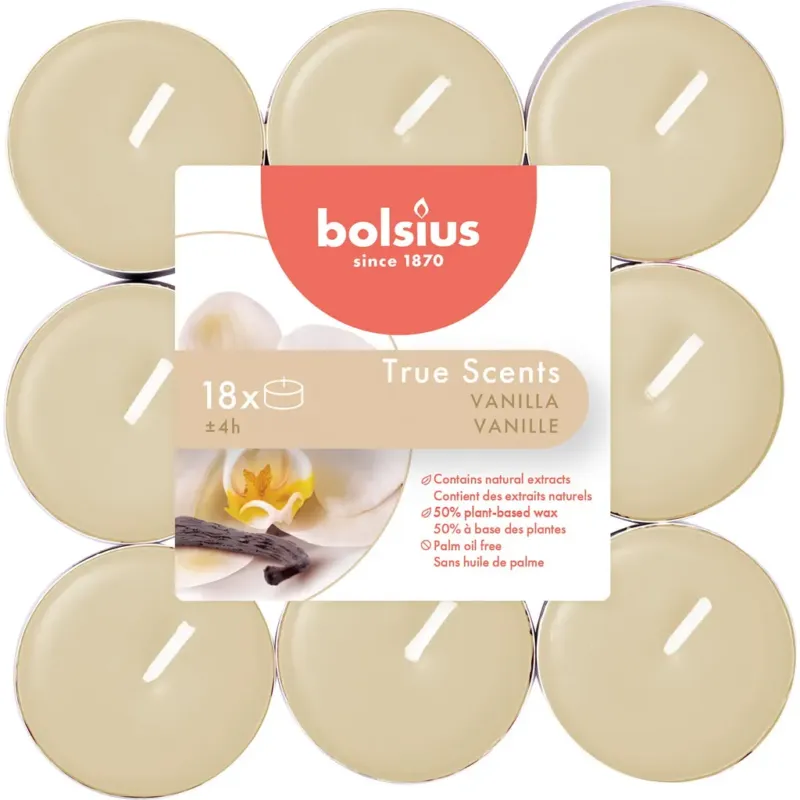 True Scents - Lumini Profumati 4h (18 Pezzi),Vanilla Spedito Oggi