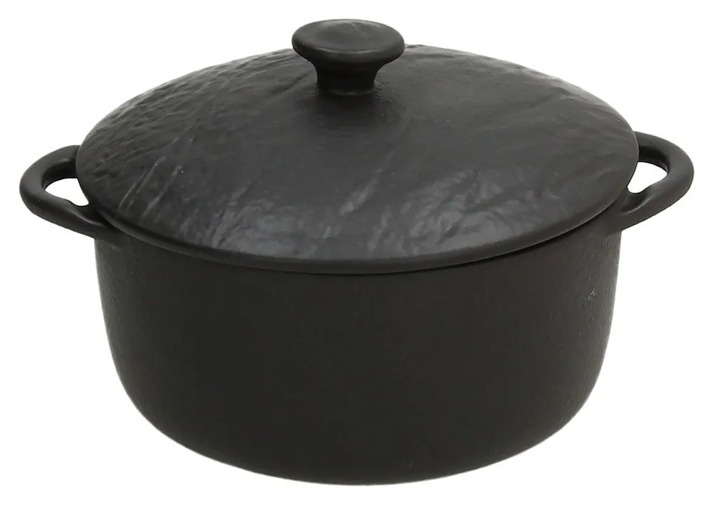 Compra Adesso Cocotte rot. con coperchio cm. 14 Black Porcellana Nero