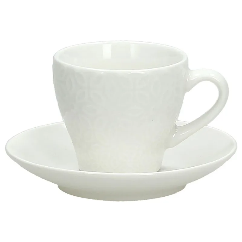 Confezione 6 tazze caffè con piattino New Bone China Bianco New Bone China Bianco Consegna Rapida