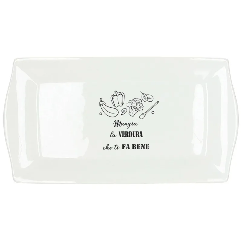 Piatto rettangolare cm 36 Kitchen cool Ceramica Bianco Prezzo Ridotto