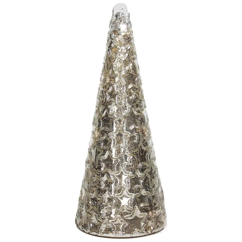 Reso Gratuito Albero con led stelle H 41 cm Alaskan Vetro Argento