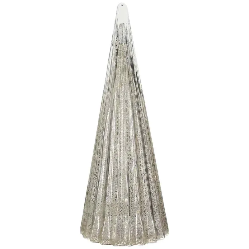 Promo Stagionale Albero con led righe H 44 cm Alaskan Vetro Argento